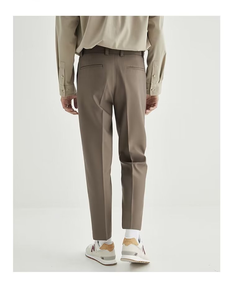 Men's Cropped High-Waisted Pleated Trousers