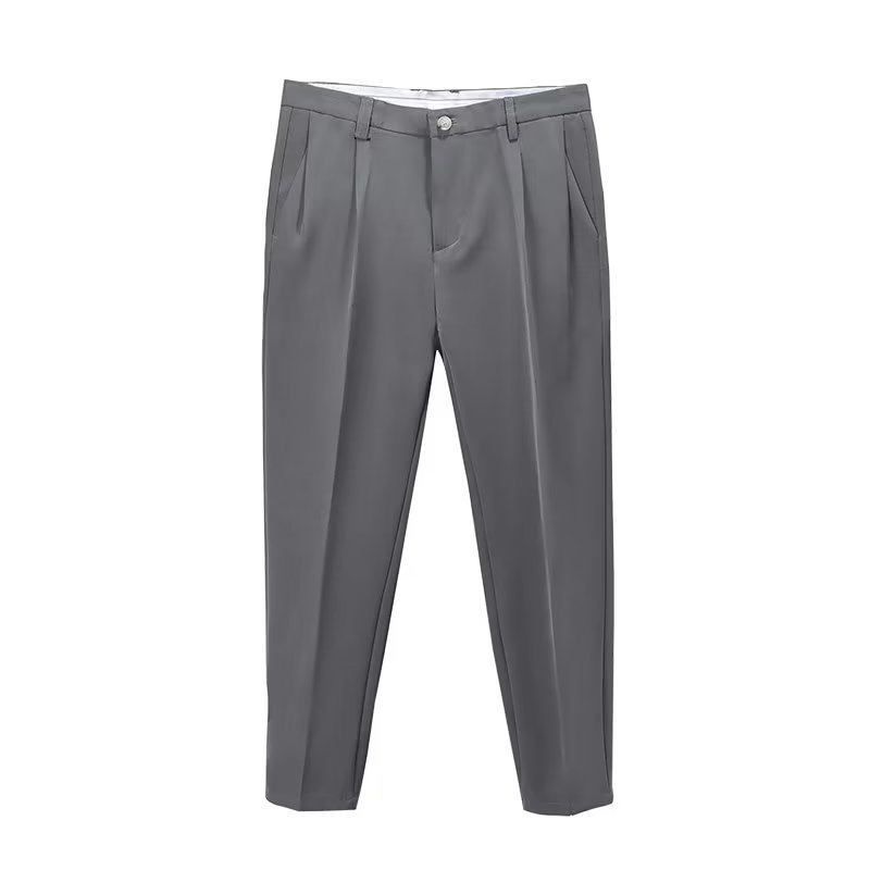 Men's Cropped High-Waisted Pleated Trousers
