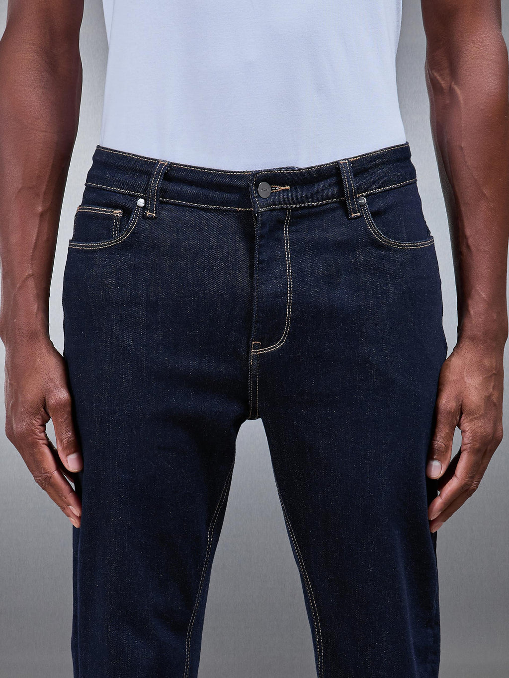 Solid Dark Blue Slim Fit Denim Jeans