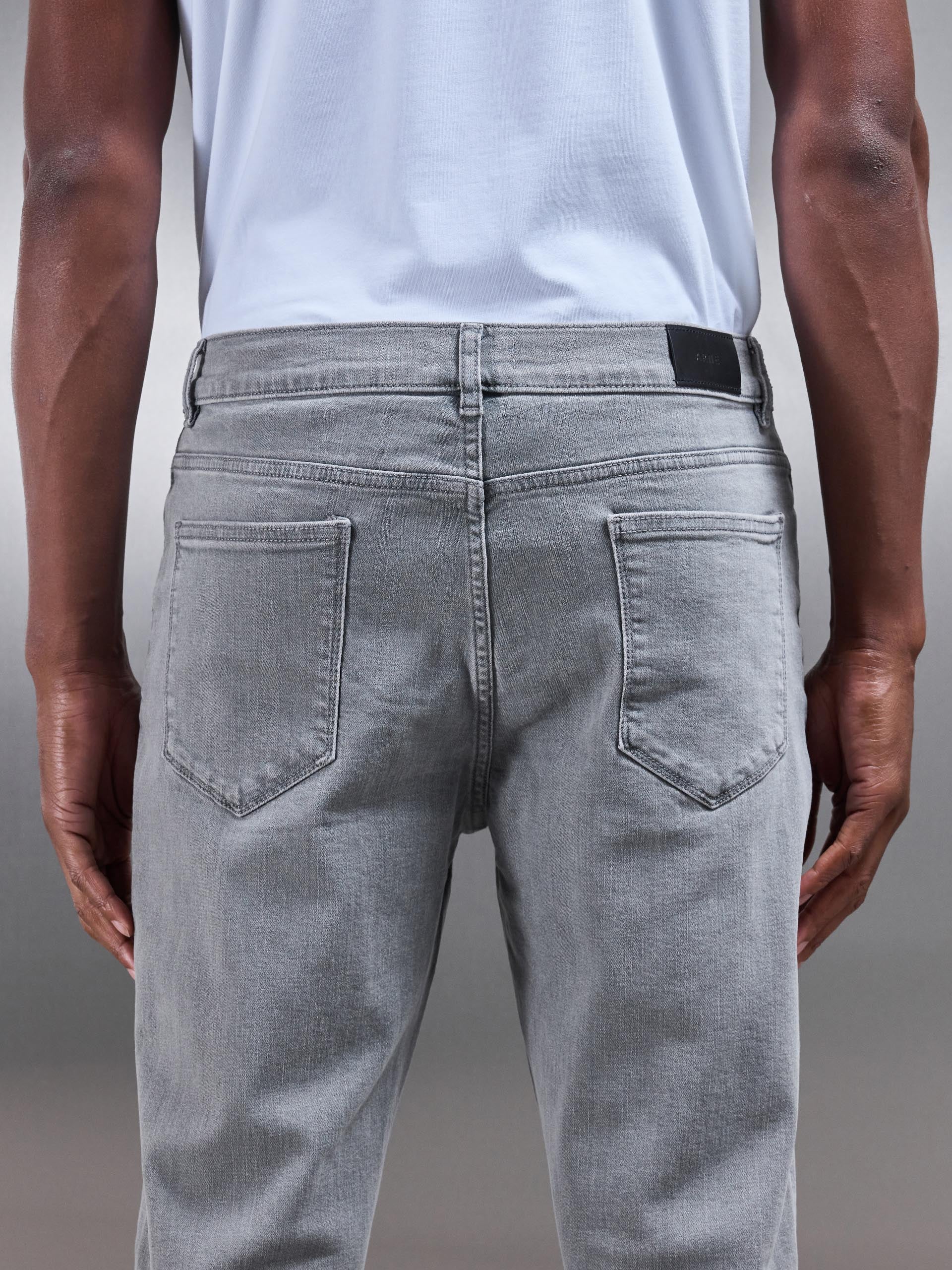 Solid Grey Slim Fit Denim Jeans